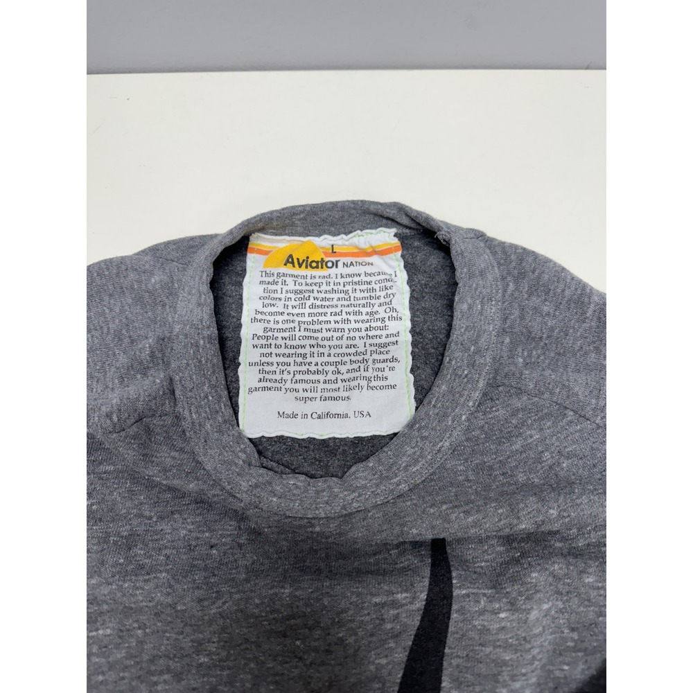 Aviator Nation Womens Lightning Bolt Sweatshirt Heather Gray Raglan Pullover L - Picture 4 of 4